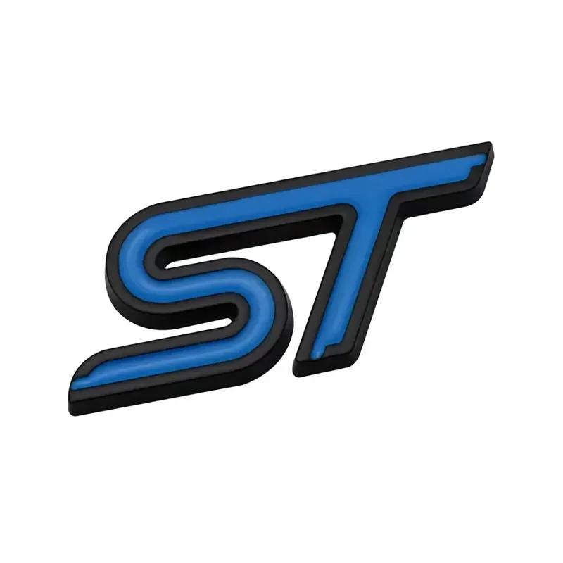 AJG1 3D Metal ST Badge Decal Car Body Emblem Rear Trunk Sticker for Ford Everest Fiesta Focus Mondeo Ranger Mustang Transit Explorer