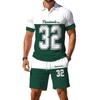 Mens Casual Loose Fit Polo Shirt With 3D Digital Print Short Sleeve Asymmetrical Design Wear