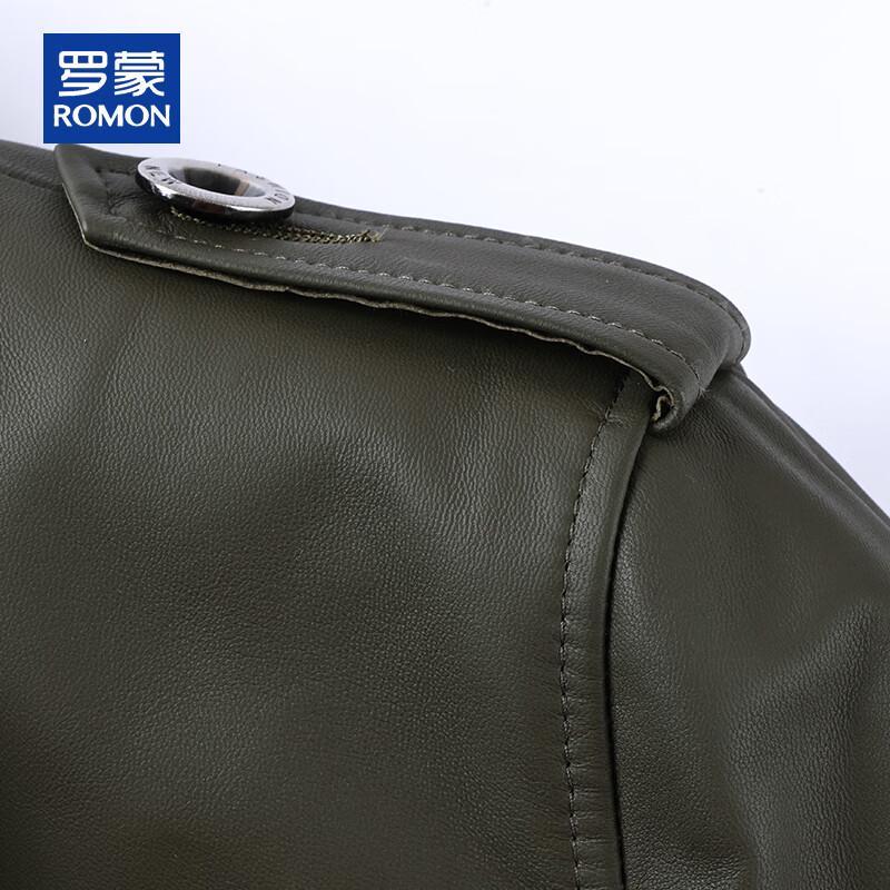 ROMON Men's Genuine Sheepskin Lapel Leather Jacket