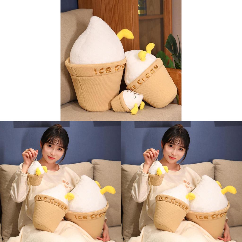 Ice Cream Duck Plush Toy With Keychain For Girls Gift And Bag Decoration