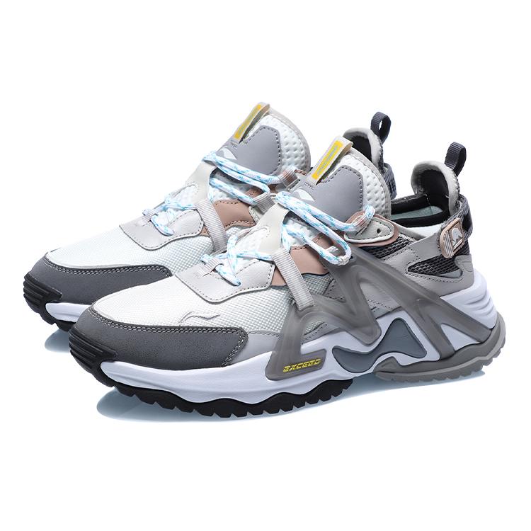 Li Ning Exceed Pole Slip Resistant Abrasion Resistant Low top Running Shoes Women's White Gray AGLQ126-3