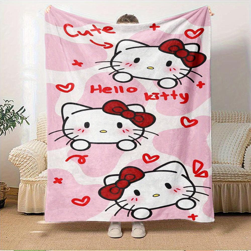 1pc Cute, Hello Kitty, BowDigital Print Fleece Blanket - Contemporary Style, Suitable for All Seasons, Perfect for Home, Travel, or Camping