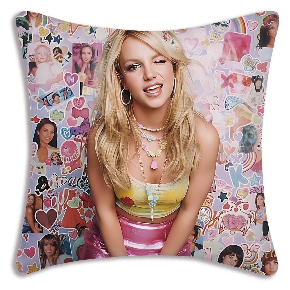 Star d-De Britneys-Spears Singer Pillow Covers Cartoon Sofa Decorative Home Double-sided Printing Short Plush Cute Cushion Cover