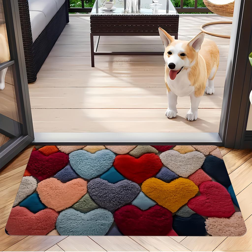 Valentine's Day Heart Pattern Mat, Soft Memory Foam Rug, Non-Slip Floor Mat for Living Room, Bathroom, Holiday Gift Home Decor