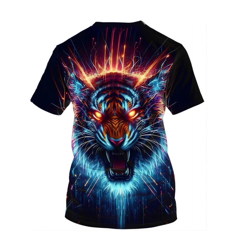 Tiger Pattern Tees Summer T Shirts Men Streetwear God Black 3D Print T Shirt Fashion O Neck Short Sleeve Tops