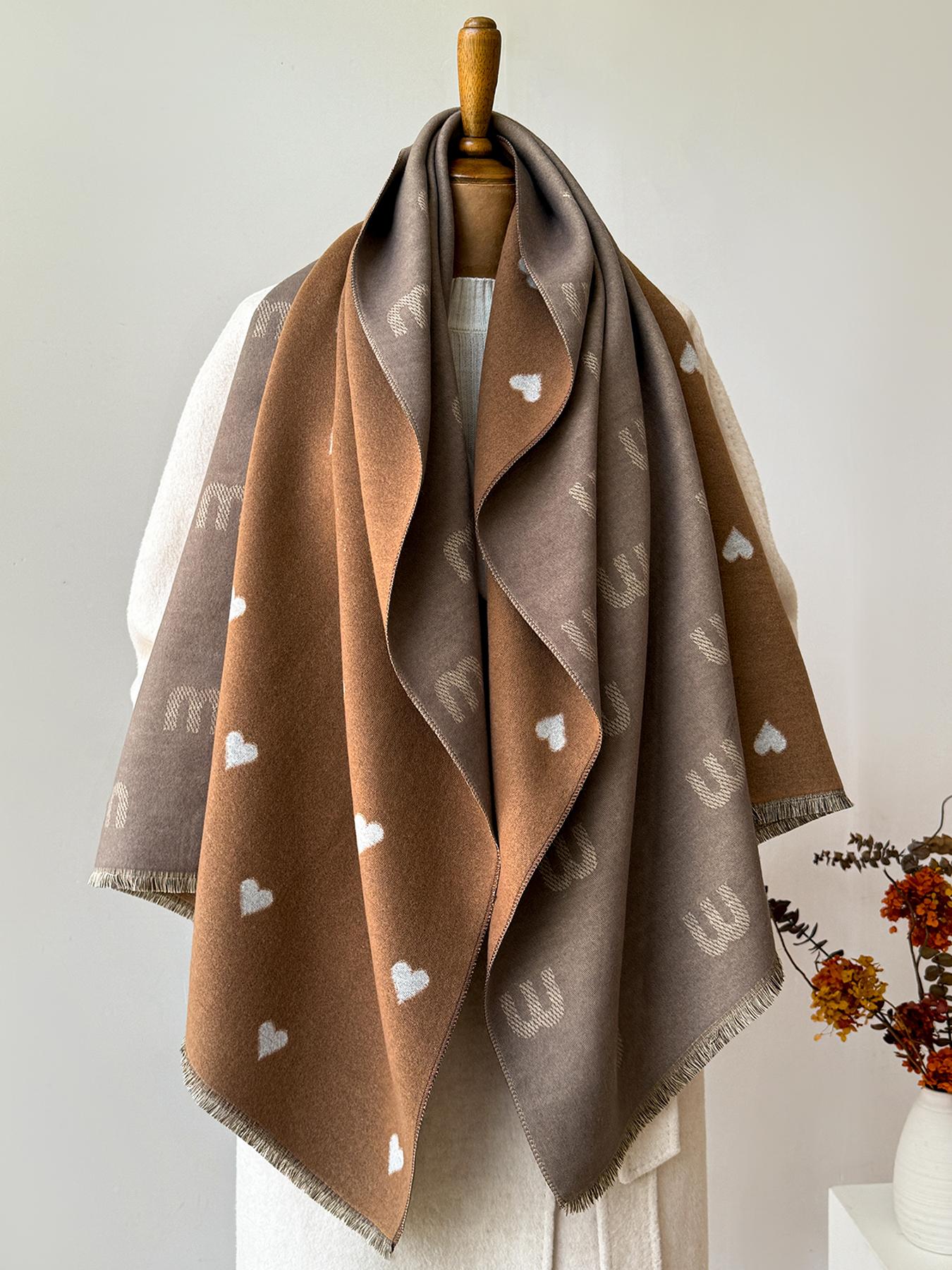 

Women S Autumn Winter Faux Cashmere Scarf Shawl Wrap - Jacquard Pattern, Warm Neck Guard, Doubles As Blanket