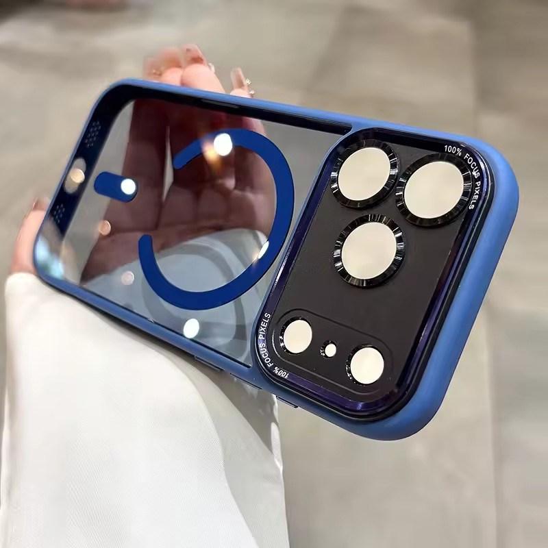 Business Transparent Magsafe Case for iPhone 17 16 15 14 13 12 11 17 Pro Max Plating Camera Protection Cover for iPhone 17 Air