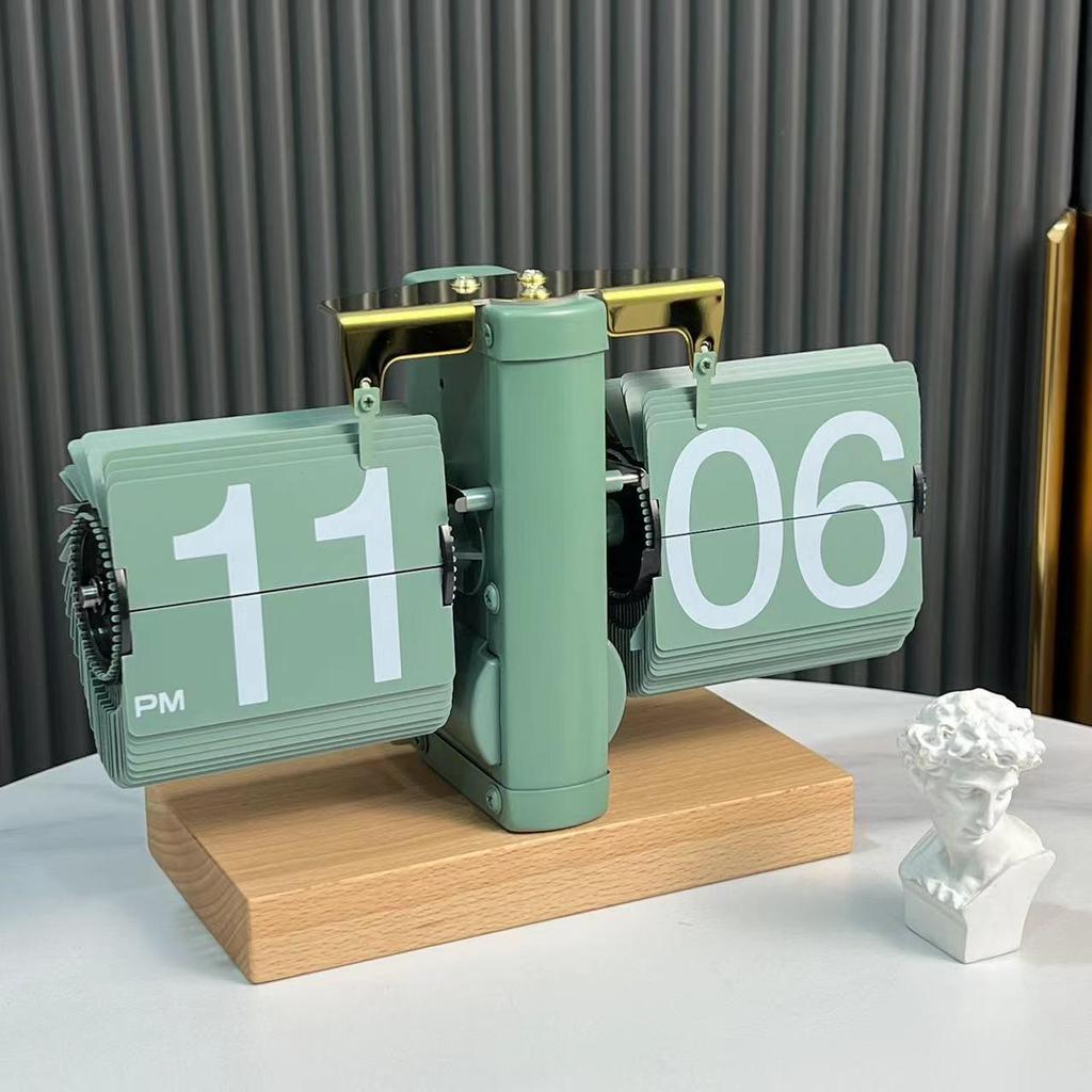 European Style Automatic Flip Desk Clock – Creative Small Mechanical Design for Living Room
