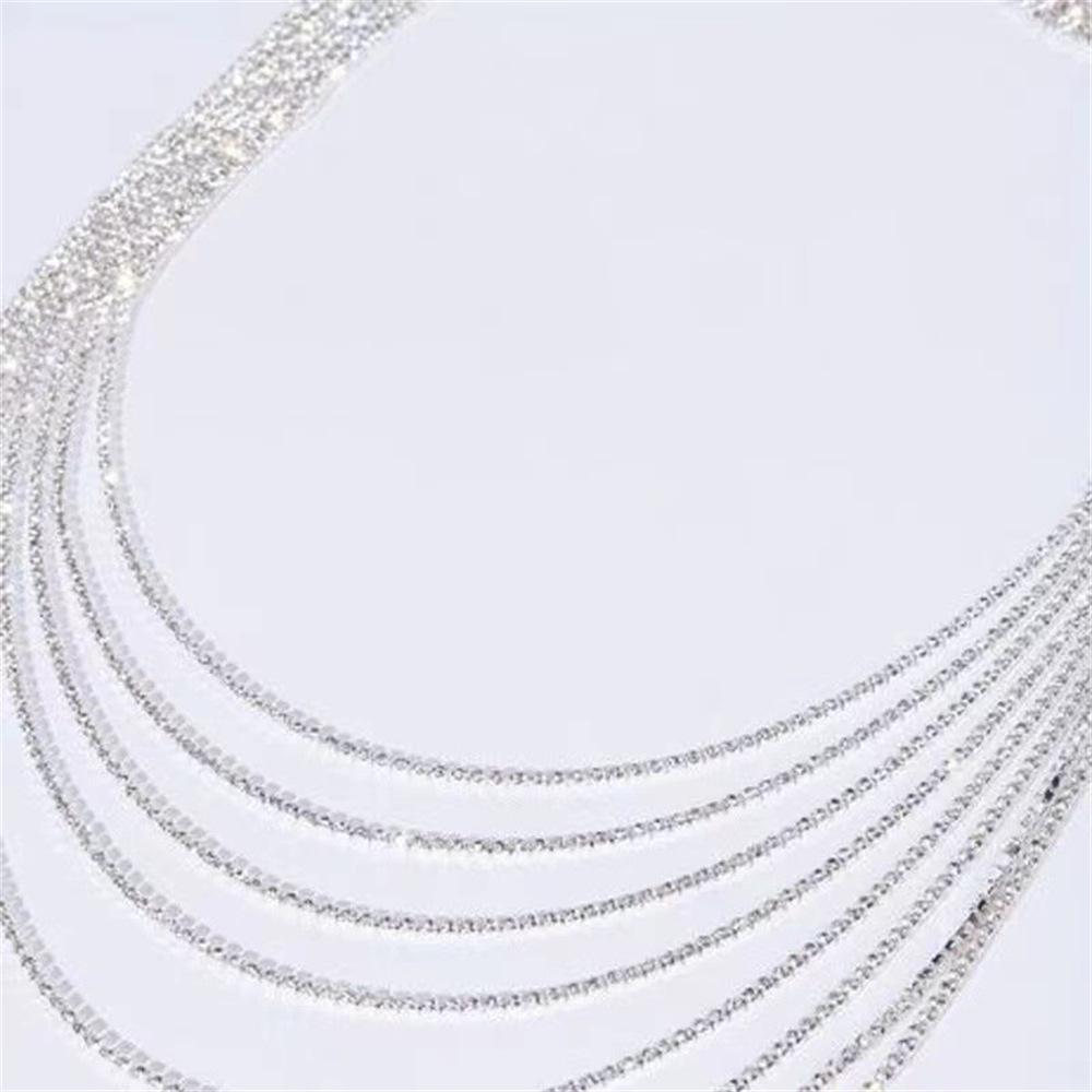 European And American Multi-Layer Rhinestone Chest Chain Back Chain, Luxury Banquet Party Women'S Evening Dress Shiny Accessories