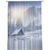Winter Snow Mountain Morning Scenery House Tulle Curtains Living Room Bedroom Kitchen Decor Chiffon Sheer Voile Window Curtains