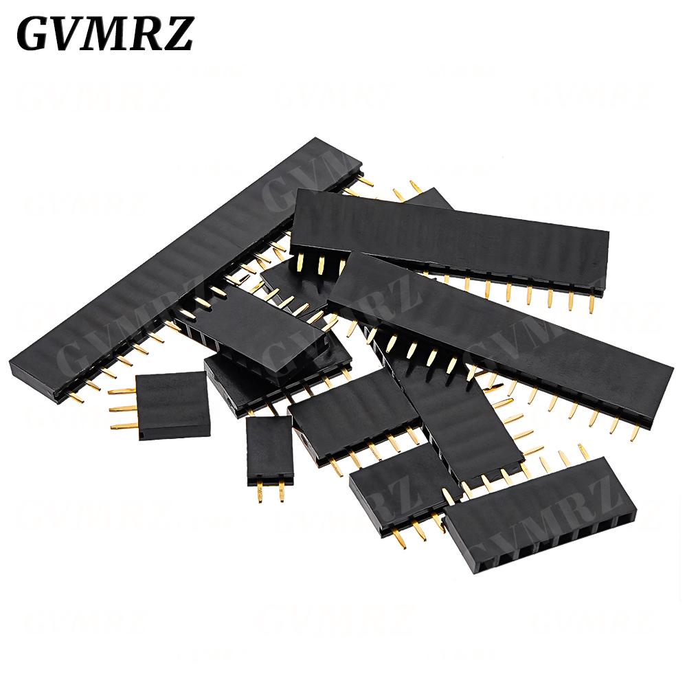 10PCS Single Row Pin Female Header Socket Pitch 2.54mm 1*2p 3p 4p 5p 6p 7p 8p 9p 10p 12p 14p 16p 18p 20p 22p 40p Pin Connector