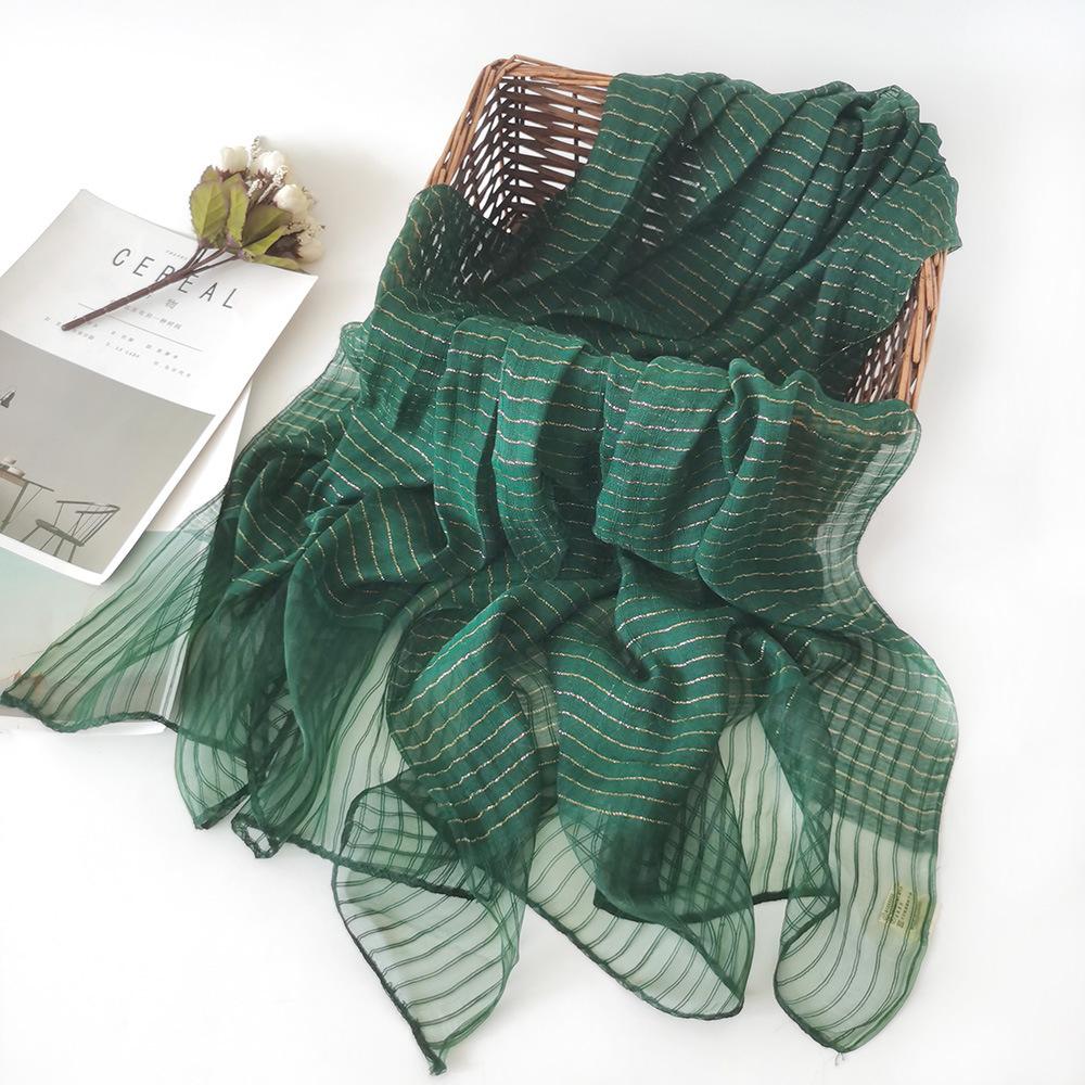 

Шелковый шарф нового стиля для женщин весенне-осенний шарф для женщин шарф из смеси шелка тутового дерева и хлопка шарф с золотой нитью