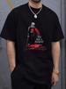 It's Just A Scratch T-Shirt Black Knight Graphic Tee with Red Blood Splatter Design Casual Round Neck Summer Shirt for Adults