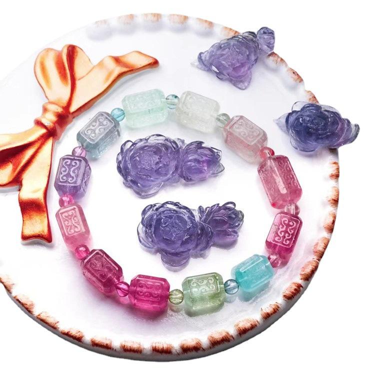 Colorful Natural Tourmaline Multi-Strand Bracelet - Rainbow Watermelon Ice Cream Macaron Design