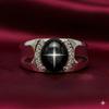 4 Rays Black Star Sapphire Sterling Silver 925 Halo Ring for Men Black Star Sapphire Diopside Ring Vintage Ring For Him Handmade Ring