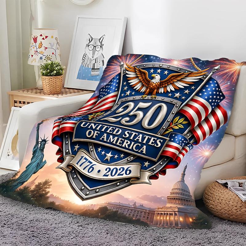 1Pc 250Th Anniversary Of The United States Blanket For Camping&Travel Suitable For Sofa Bedroom Living Room For All Four Reasons
