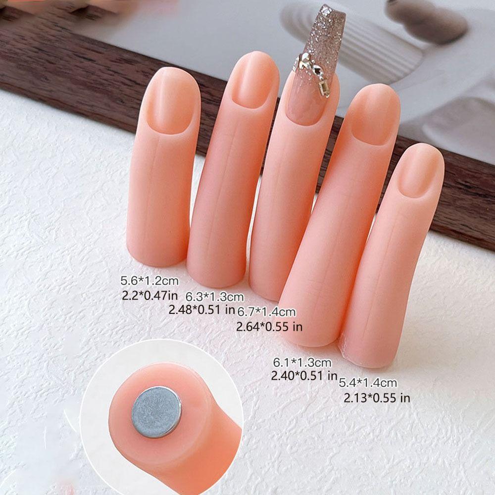 5Pcs/Set Display Stand Silicone Practice Fingers Silicone Nail Art Practice Hand  Manicure Training