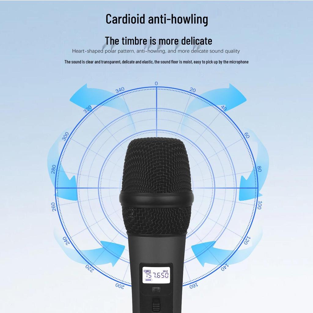 UHF Dual Wireless Microphone for Home, KTV, Meetings, and Stage Performances - High-Fidelity Dynamic Sound