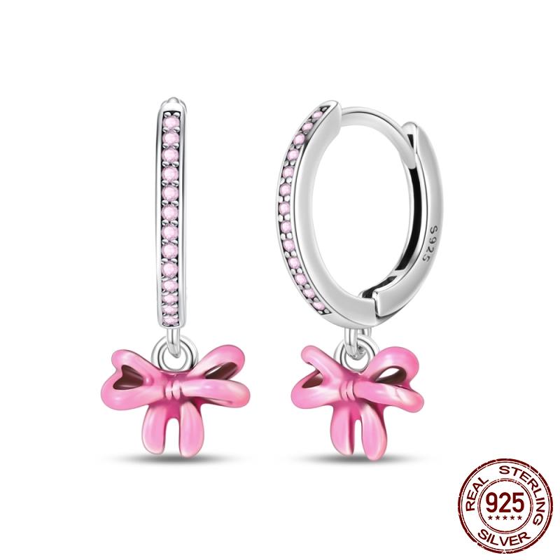 Luminous Shell Women Earrings Original 925 Sterling Silver Pave CZ Star Moon Hoop Earrings Engagement Wedding Jewelry