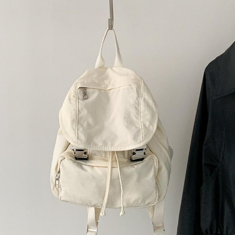 

2024 Korean High-quality Red Backpack Student Casual Women s Snap-buckle Large-capacity Sports Nylon Travel білий