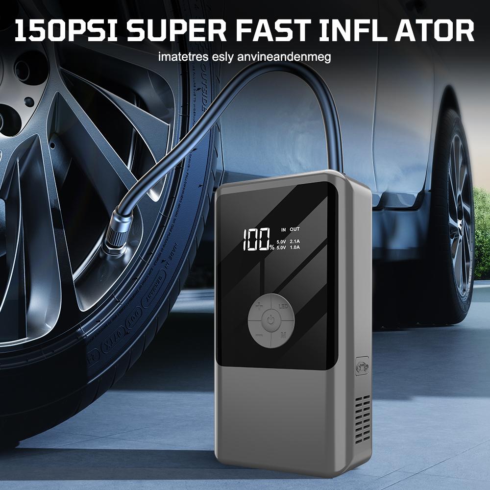 Power Bank with LED Light Jump Starter Tire Accessories 2000A Peaks with Air Compressor Automobile Battery Booster Power Pack