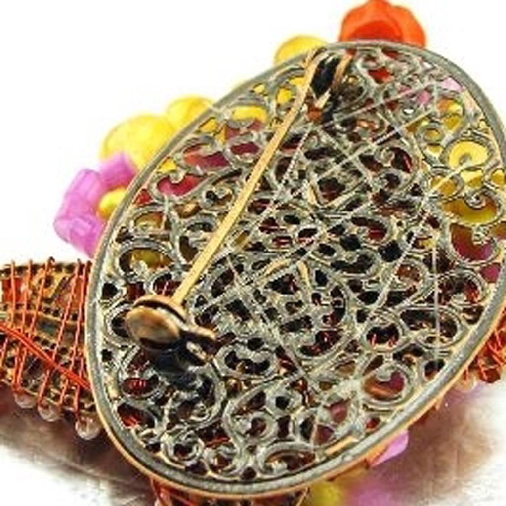 Les Trésors De Lily [C8089] - Designová brož 'Les Romantiques' Červená žlutá