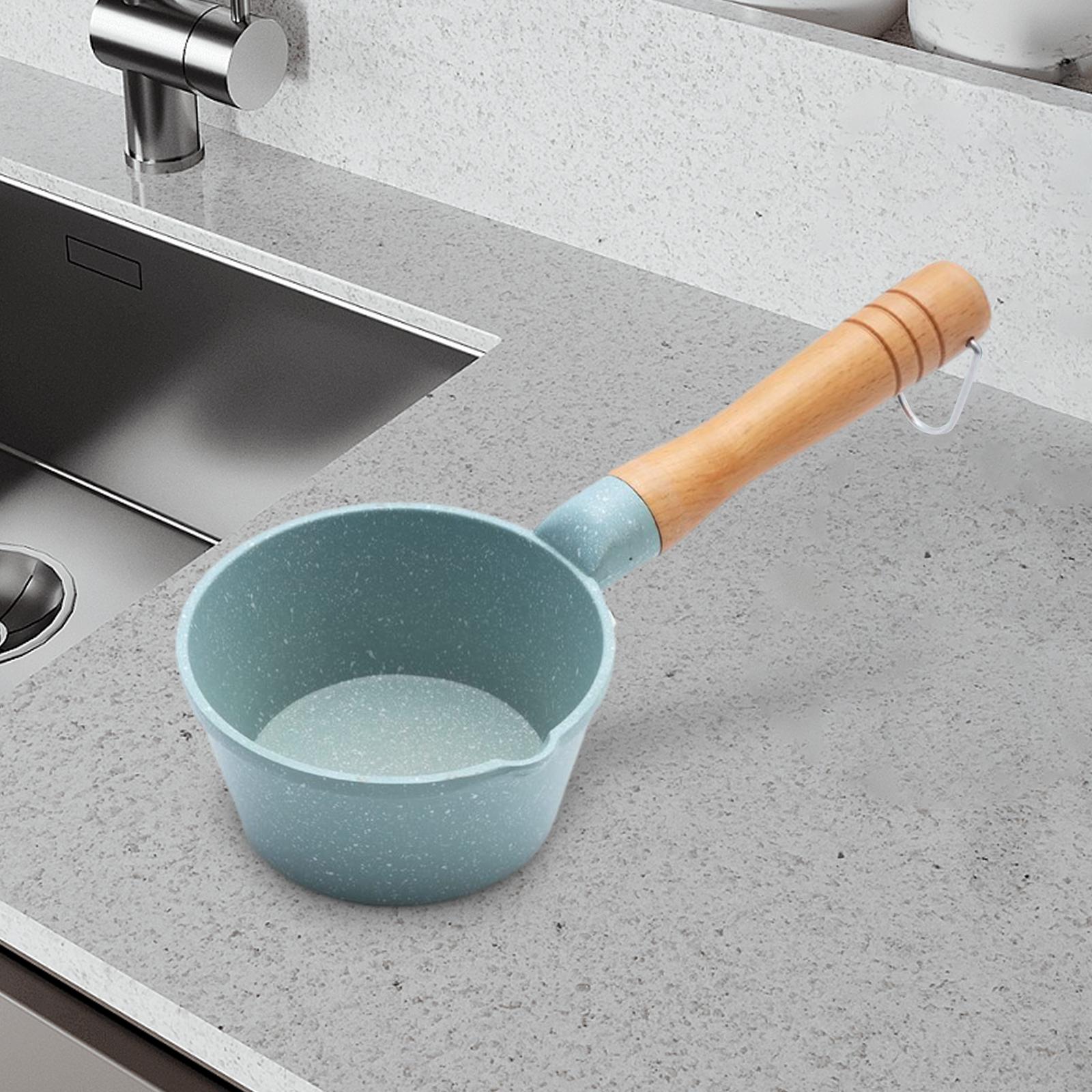 

Small Milk Pan Multifunctional with Wooden Handle 10cm Nonstick Sauce Pan Small зелений