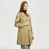 Damen Mittellanger Trenchcoat mit langen Ärmeln, Revers und einreihiger Knopfleiste