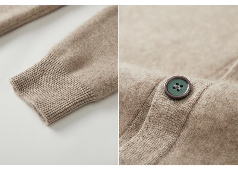 2025 A/W Męski sweter kardigan z czystej wełny z okrągłym dekoltem