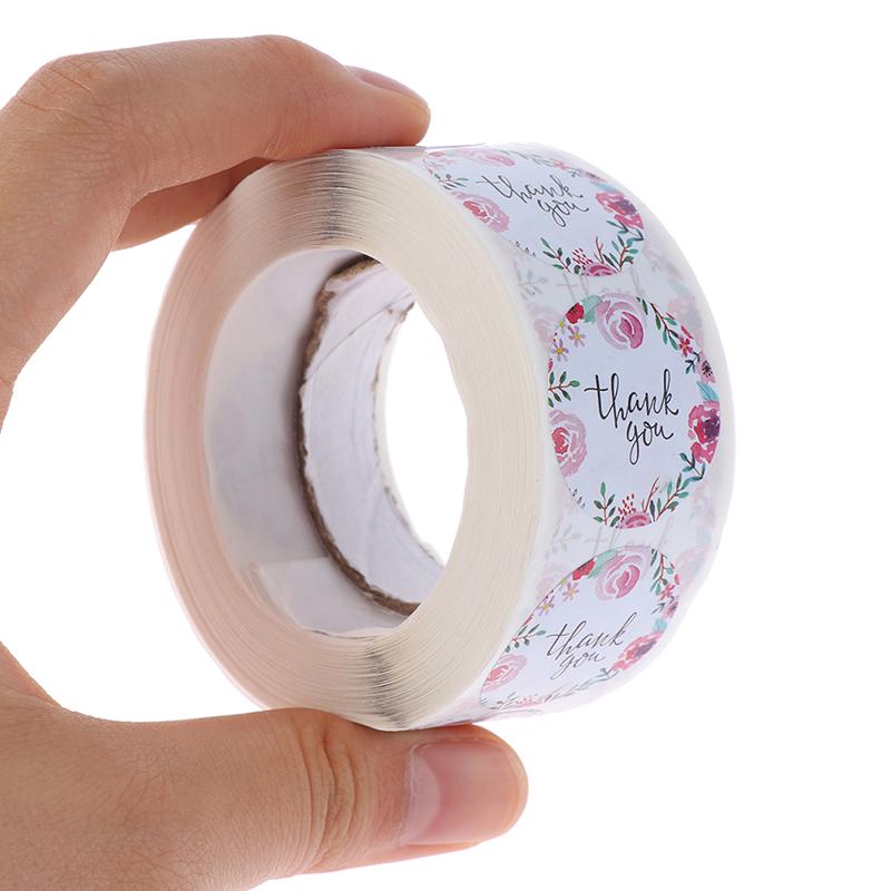 500 Labels/roll Thank You Sticker Seal Labes Flower Stationery Sticker