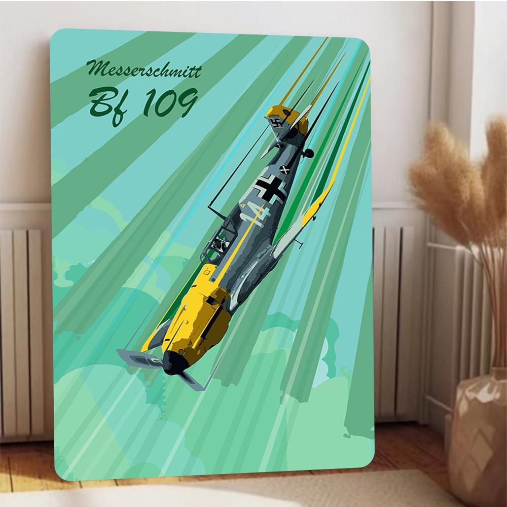 Niestandardowy Messerschmitt Bf 109 Vintage Metalowy Obraz Ścienny Dekoracja Samolotu Wojskowego z II Wojny Światowej do Domu Biura
