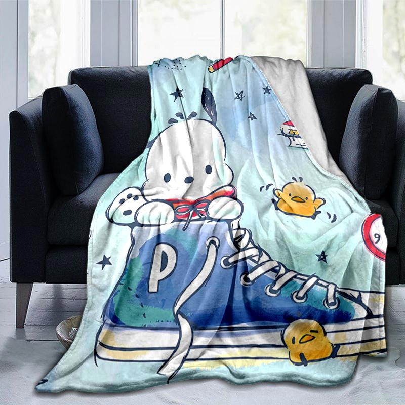 1pc Fashion Pochacco Blanket, Perfect for Home Decor, Gift Idea, Seasonal Use, Living Room, Travel, Camping, Car Blankets, Beach, Office Naps.H023