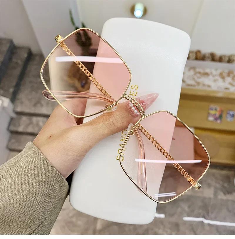 New Classic Oversize Sunglasses Women Brand Designer Metal Big Frame Luxury Shades Sun Glasses Eyewear