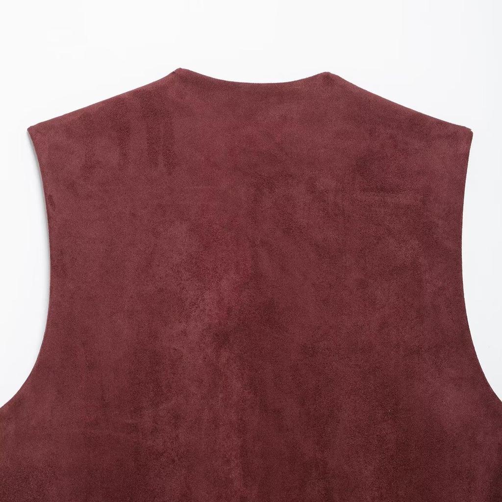 Spring 2025 Women's European & American Style Embroidered Suede Vest