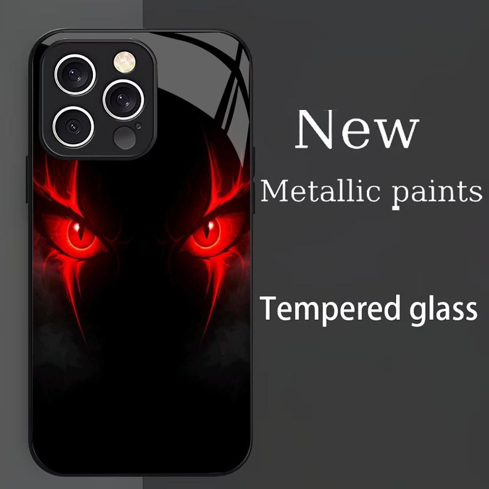 Cool Horror Red Demon Eyes fashion phone cases phone case fundas Glass Phone Case for iPhone 17 16 15 14 13 12pm Pro Plus