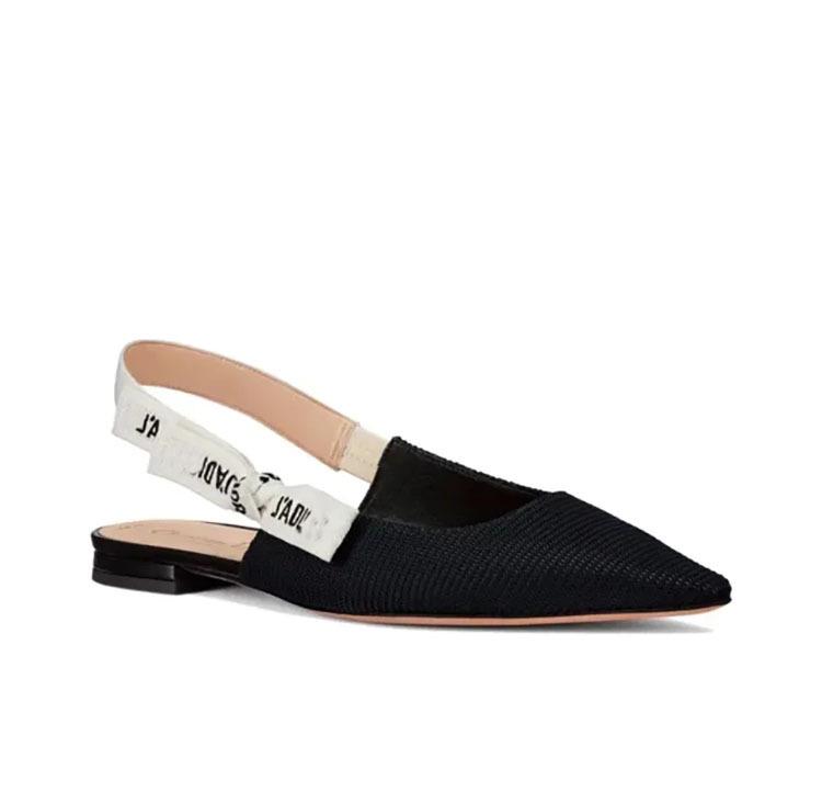 2024 Women's Spring/Summer Pointed Toe Slingback Flats with Bow Detail