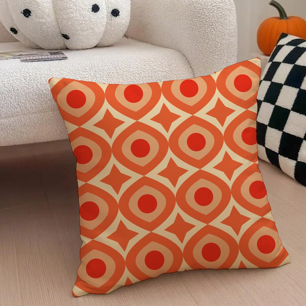 Retro Ornate Bohemian Style Geometric Pattern Cushion Cover Throw Pillow Cover Hidden Button Durable Polyester Chair Cushion