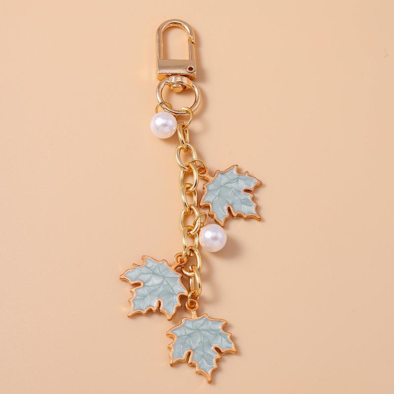 Cute Enamel Maple Leaf Keychain Women Girls Key Ring Pendants for Handbag Decor DIY Handmade Jewelry Gifts