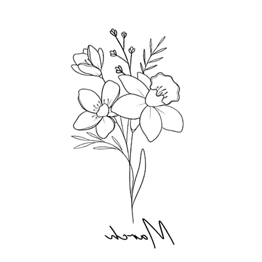 High-End Small Fresh Color Beautiful English Flower Hand Collarbone Simulation Flower Tattoo Sticker