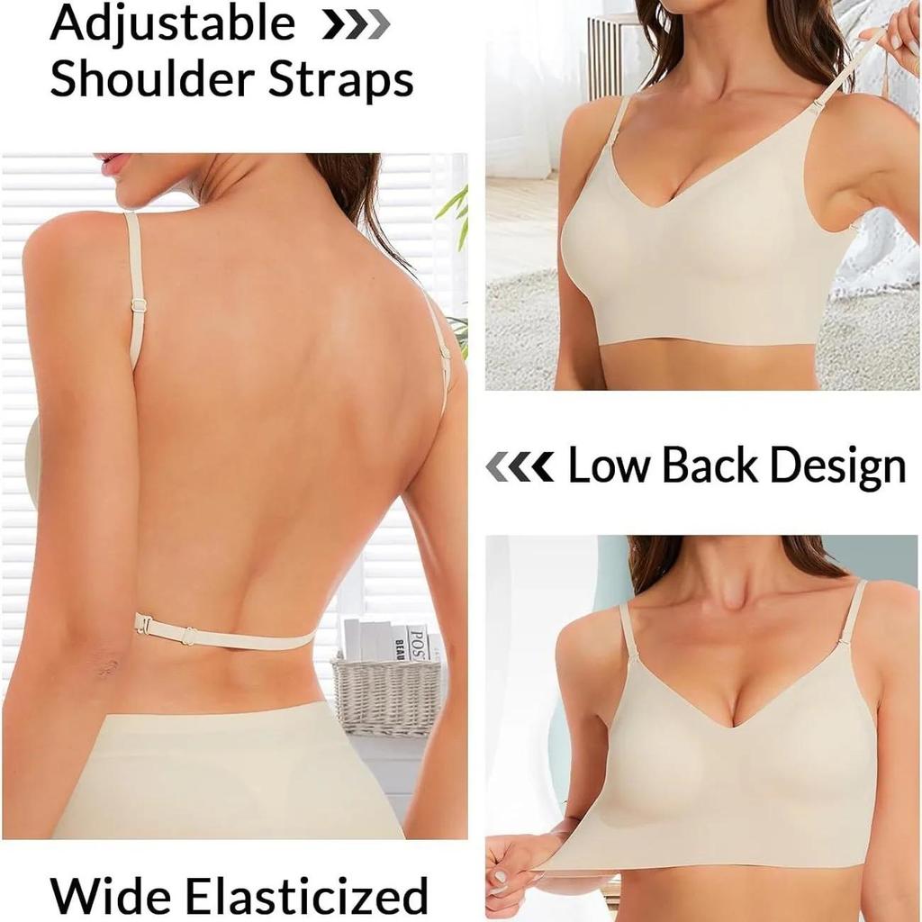 Women Seamless Underwear Sexy Adjustable Detachable Shoulder Straps Bra Summer Backless Invisible Tops Bralette Comfort Lingerie