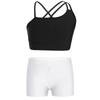 Top Corto Asimmetrico con Spalline Scollatura a V Pantaloncini Vita Alta Sport Ginnastica Allenamento