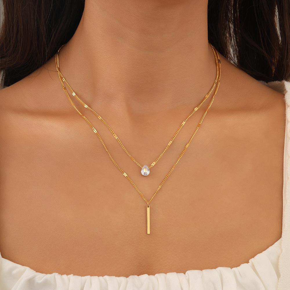 Hot-selling personality multi-layer stacked necklace necklace women's small strong strip pendant collarbone chain necklace