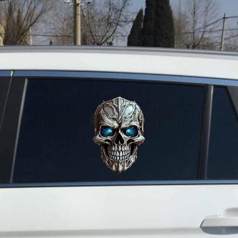 1 Piece Motorbike Fuel Tank Fairing Waterproof Sunscreen Skeleton Motocross Decoration Mechanical Skull Motorcycle Stickers
