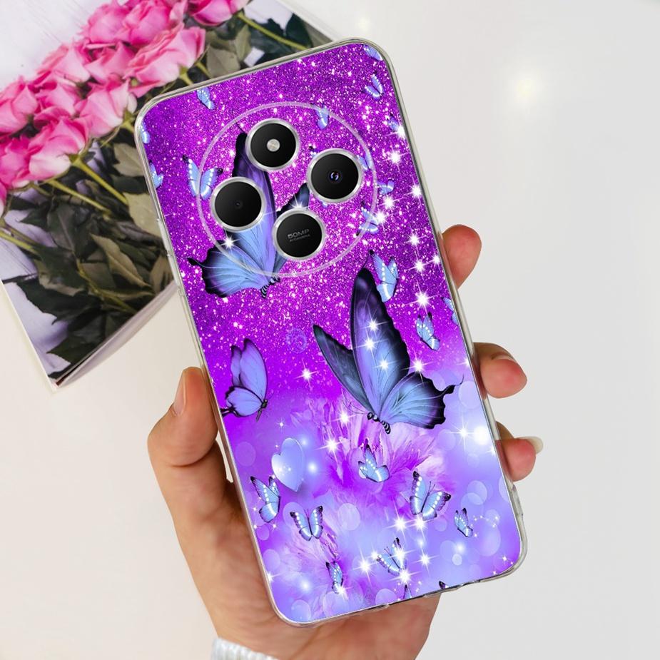 For Xiaomi Redmi 14C Case Cute Cat Butterfly Painted Cover Clear Silicone Soft TPU Phone Case For Xiaomi Redmi 14C Redmi14C Bags