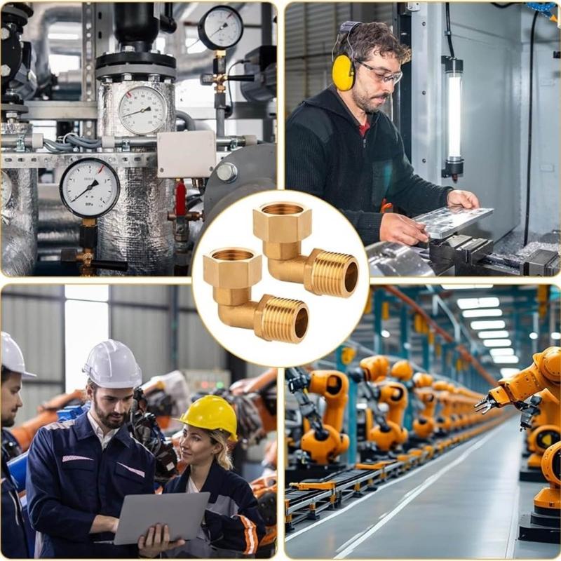 Pair Of Brass 90 Degree Elbow Connectors 1/2 Inch Elbow Joint Bathroom Pipe Adapter 2pcs for Cooling & Solar Systems