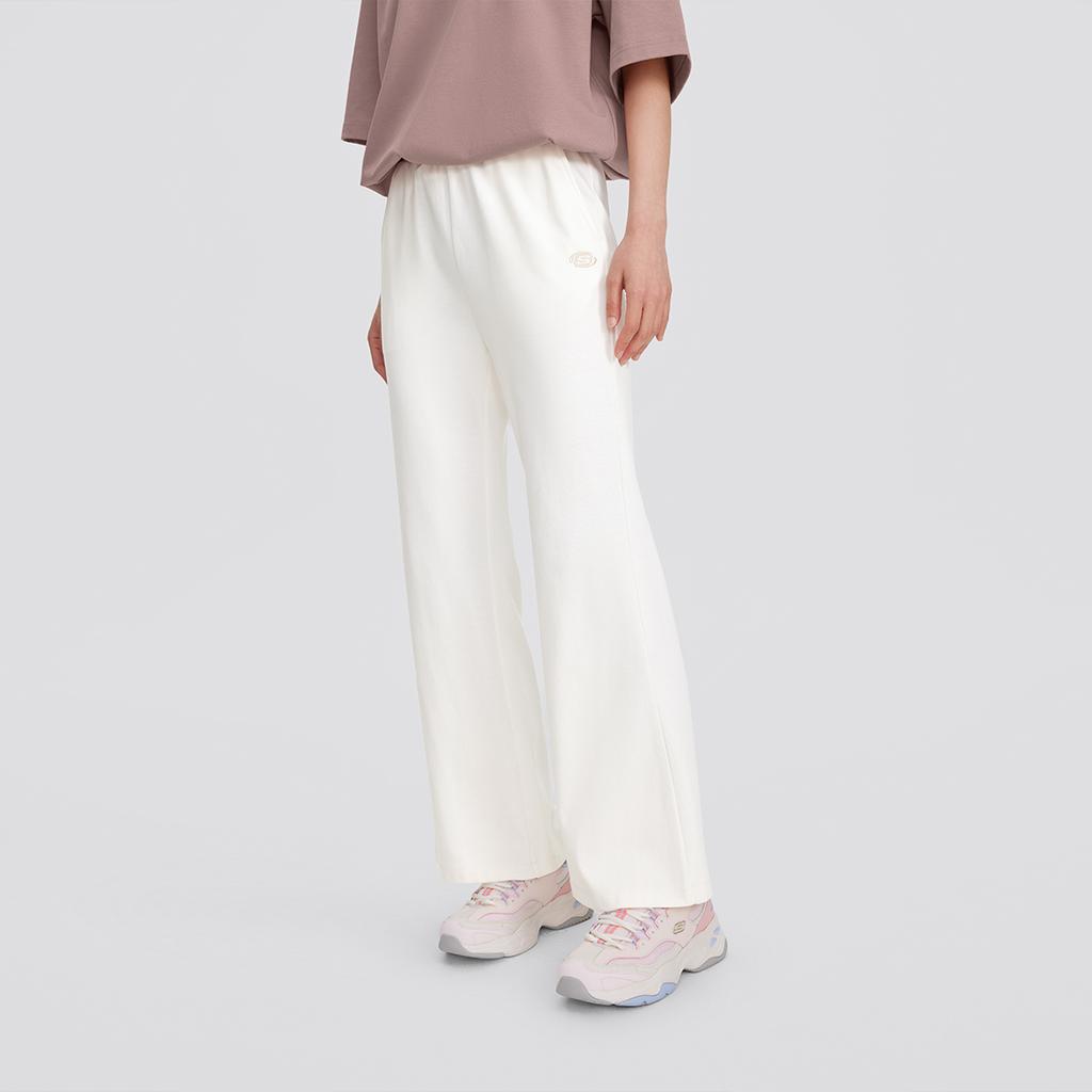Skechers Solid High-Waisted Lightweight Breathable Straight-Leg Sports Pants Women Bottoms Cotton-Candy-White L224W048-0074