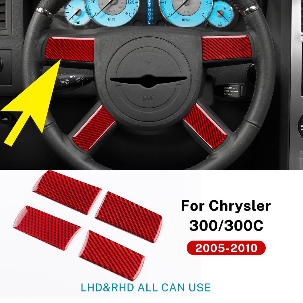 Echter Weicher Kohlefaseraufkleber Für Chrysler 300 300C 2005 2006 2007 2008 2009 2010 Auto Lenkrad Knopf Innenverkleidung