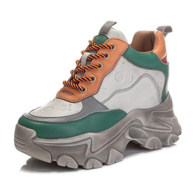 

Ethnic style inner height increase dad shoes new small sports and leisure shoes thick sole M 34 белый