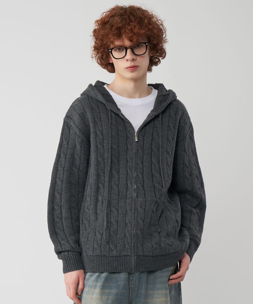 Untapped Studio Oversized Cable Knit Zip-Up Hoodie 3 Colors