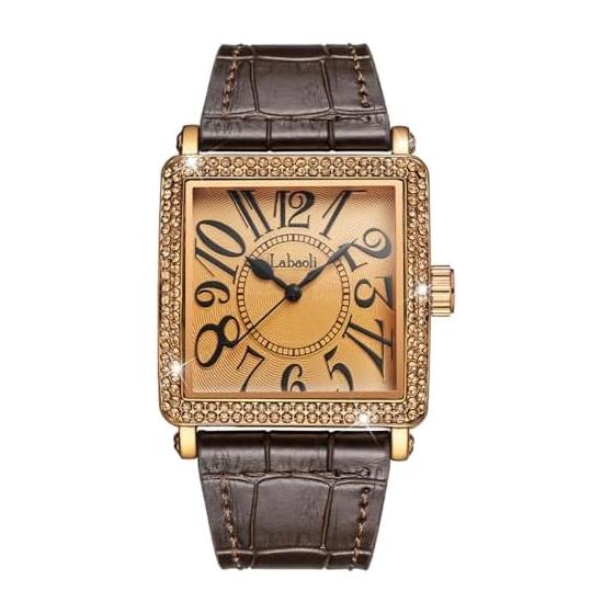 Square Women s Watch Leather Strap Diamond Big Face Arm Watch Large Stylish Waterproof Simple Business Brand Casual Square Women s Luxury Gift Brown